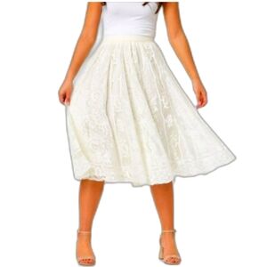 NWT CATO Cotton and Lace A-Line Skirt. Gorgeous